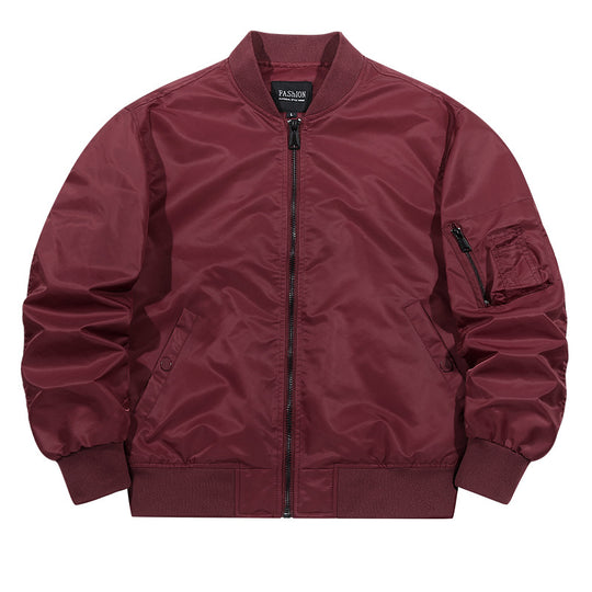 Men's  matte-shell insulated bomber jacket with reinforced sleeve zip pocket and snap-flap hand pockets EB