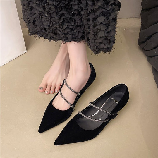 Damen elegante Pumps mit zartem Strass-Dekor EB