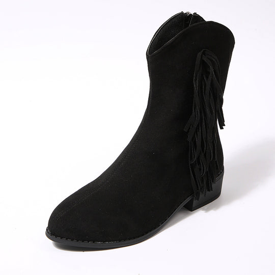 Damen Western-Stiefel mit fransiger Verzierung und bequemer Sohle EB