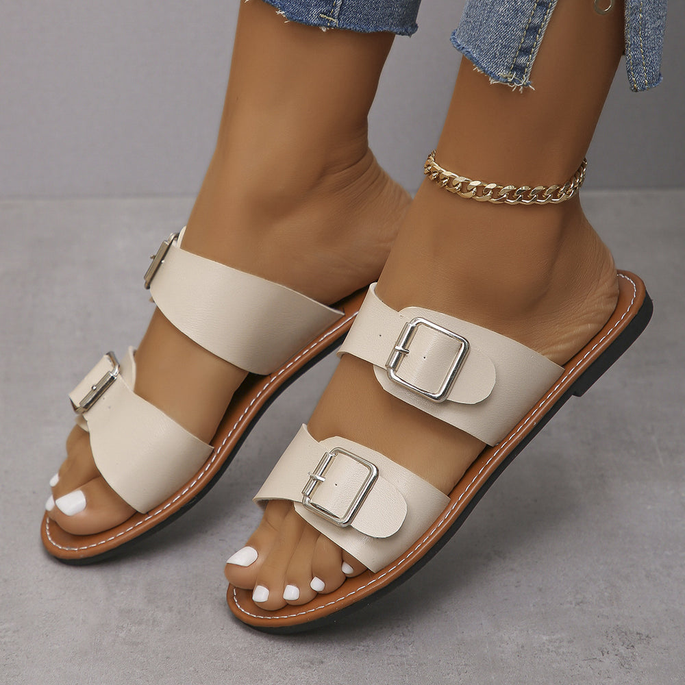 Damen elegante sandalen mit doppeltem Schnallenverschluss EB