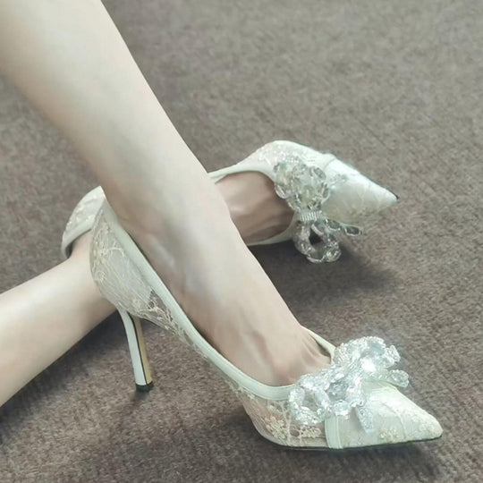 Damen elegante Pumps mit luxuriösem Strass-Detail EB