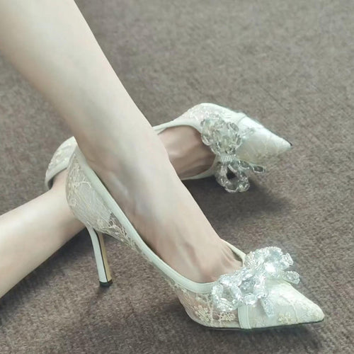 Damen elegante Pumps mit luxuriösem Strass-Detail EB