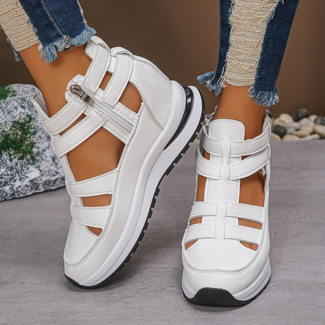 Damen Sportliche Plateau-Sandale mit geflochtenem Riemen und dämpfender Profilsohle EB