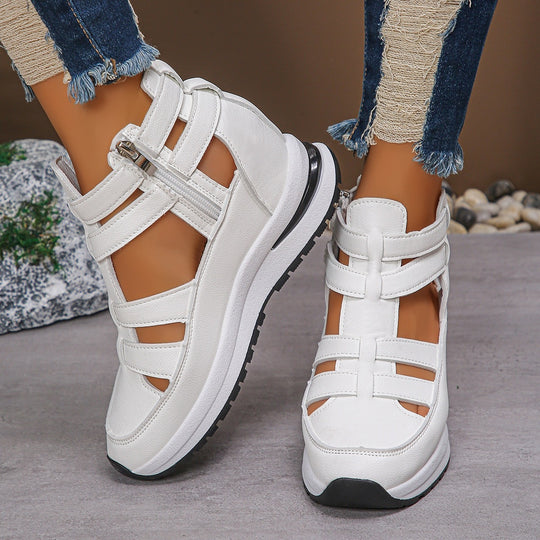 Damen Sportliche Plateau-Sandale mit geflochtenem Riemen und dämpfender Profilsohle EB