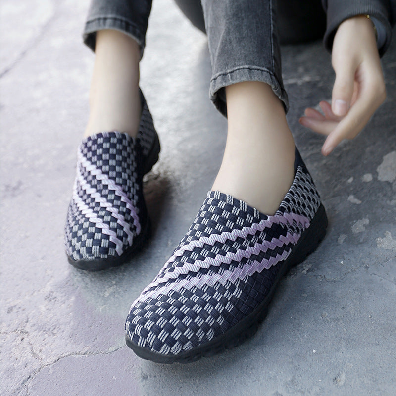 Damen Bequeme Slip-On Sneakers mit atmungsaktiver Faserstruktur EB