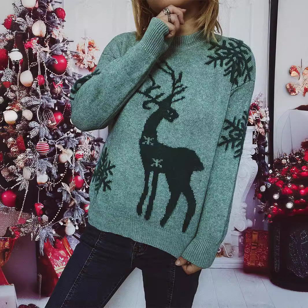 Damen Weihnachts-Pullover mit festlichem Rentiermotiv und angenehmem Schnitt EB