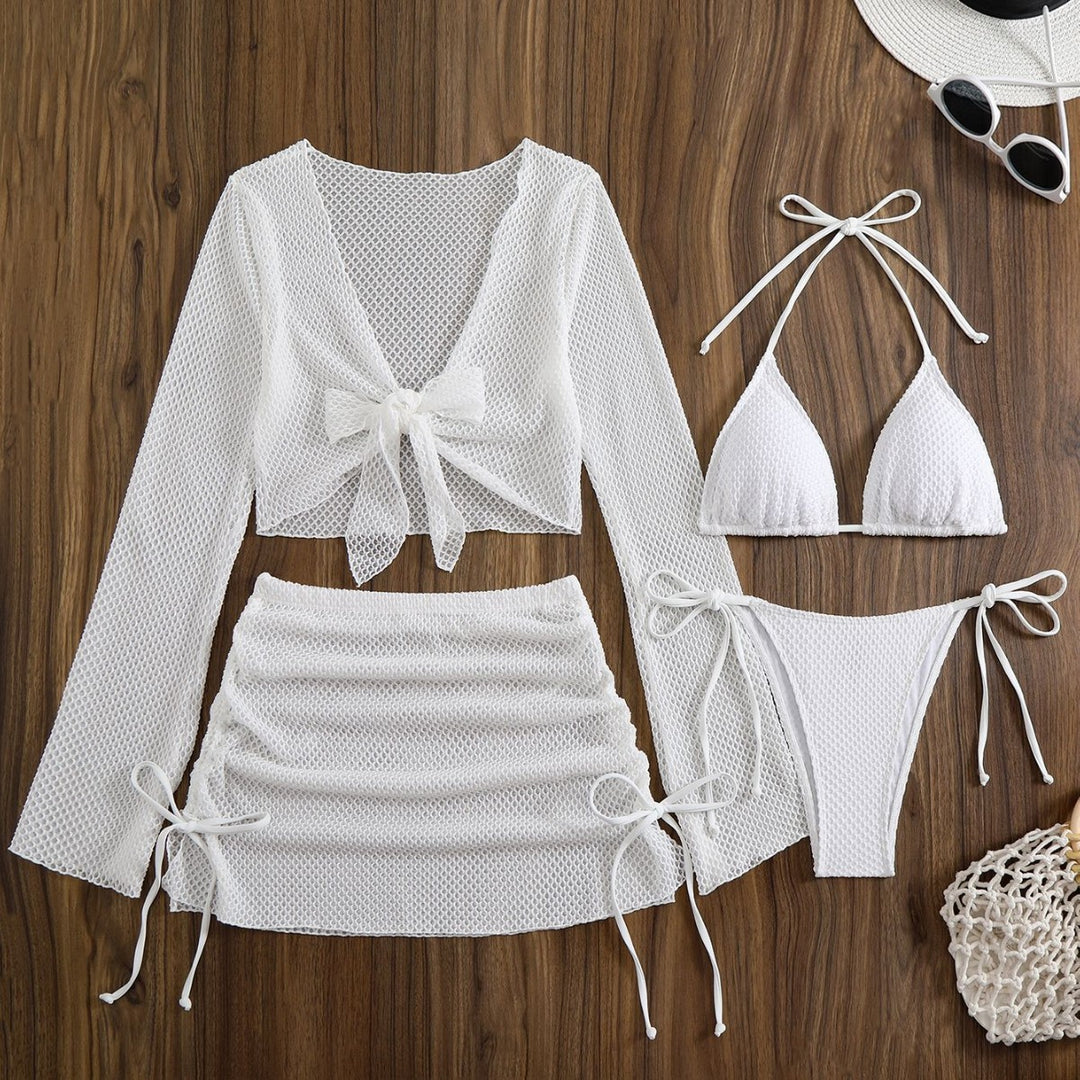 Damen Badeanzug-Set mit trendigem Netzdesign und verstellbaren Details EB