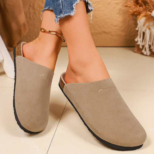 Damen Komfortable Clogs mit weichem Veloursleder und rutschfester Sohle EB