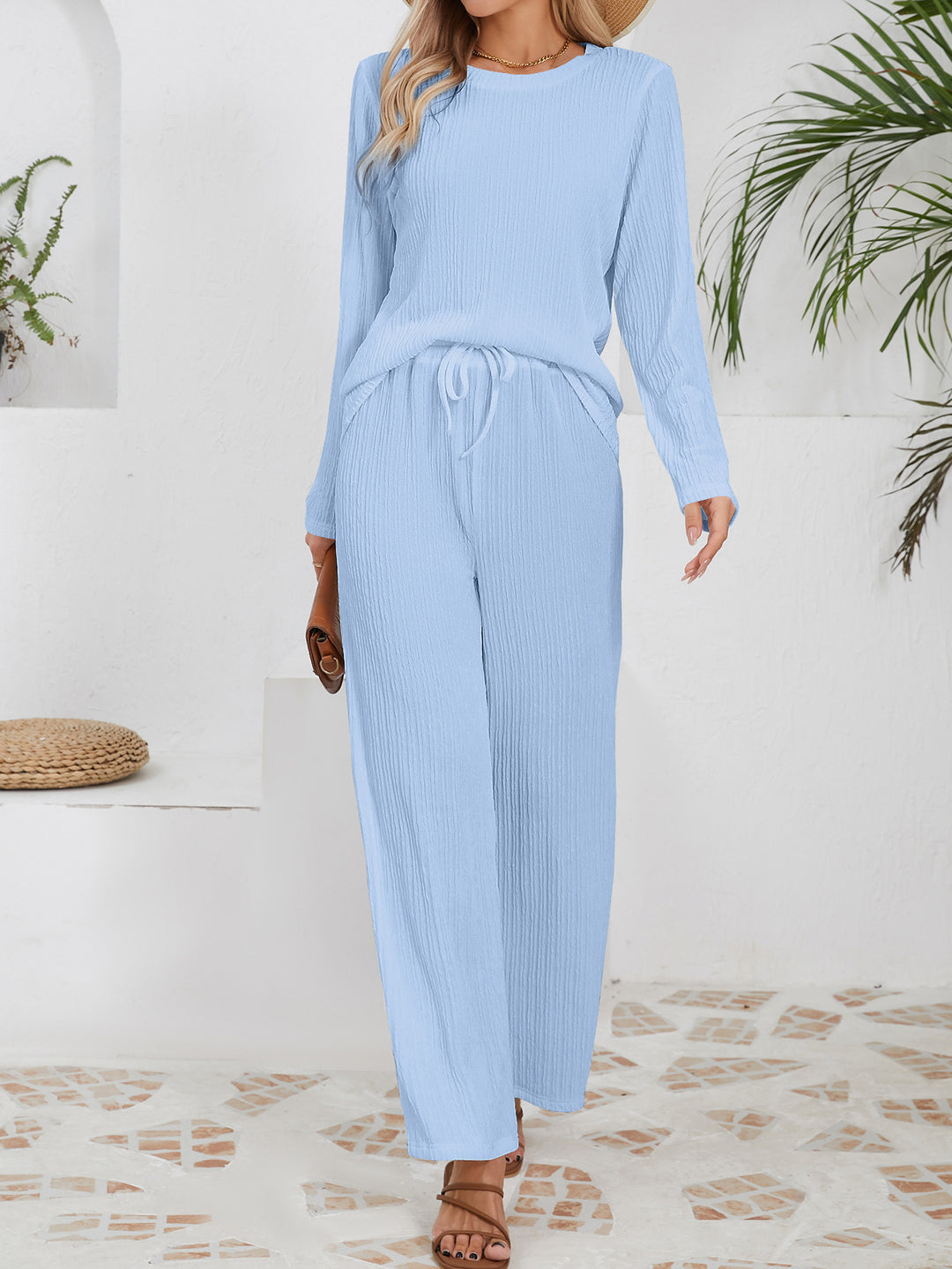 Damen Elegantes und bequemes Set aus gefeuchtetem Material EB