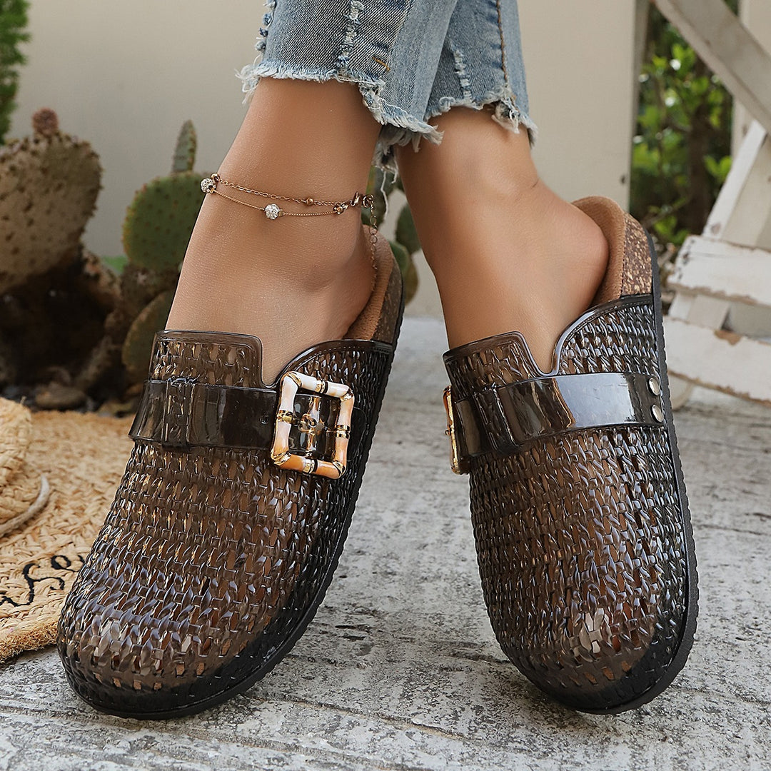 Damen Modische und luftige Clogs mit transparentem Design EB