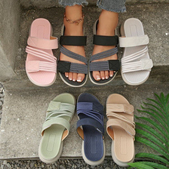 Damen Komfortable Riemchensandalen mit ergonomischem Fußbett und rutschfester Sohle EB