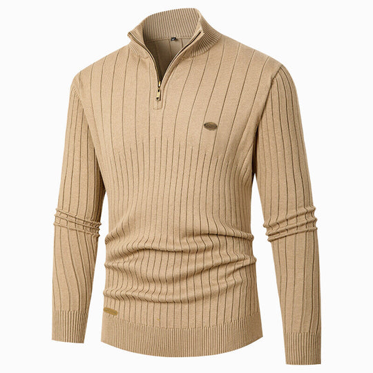 Herren Pullover mit modernem Reißverschluss und Rippenstruktur EB