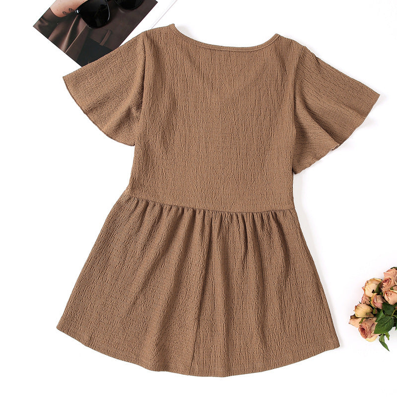 Damen Schickes V-Ausschnitt Kleid EB