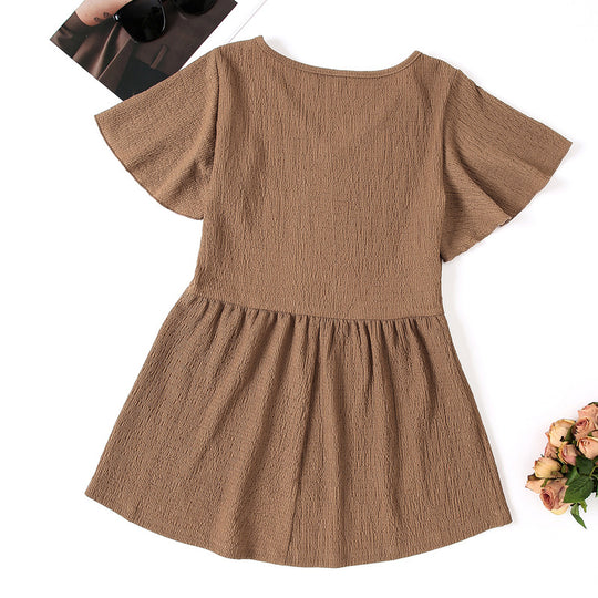 Damen Schickes V-Ausschnitt Kleid EB
