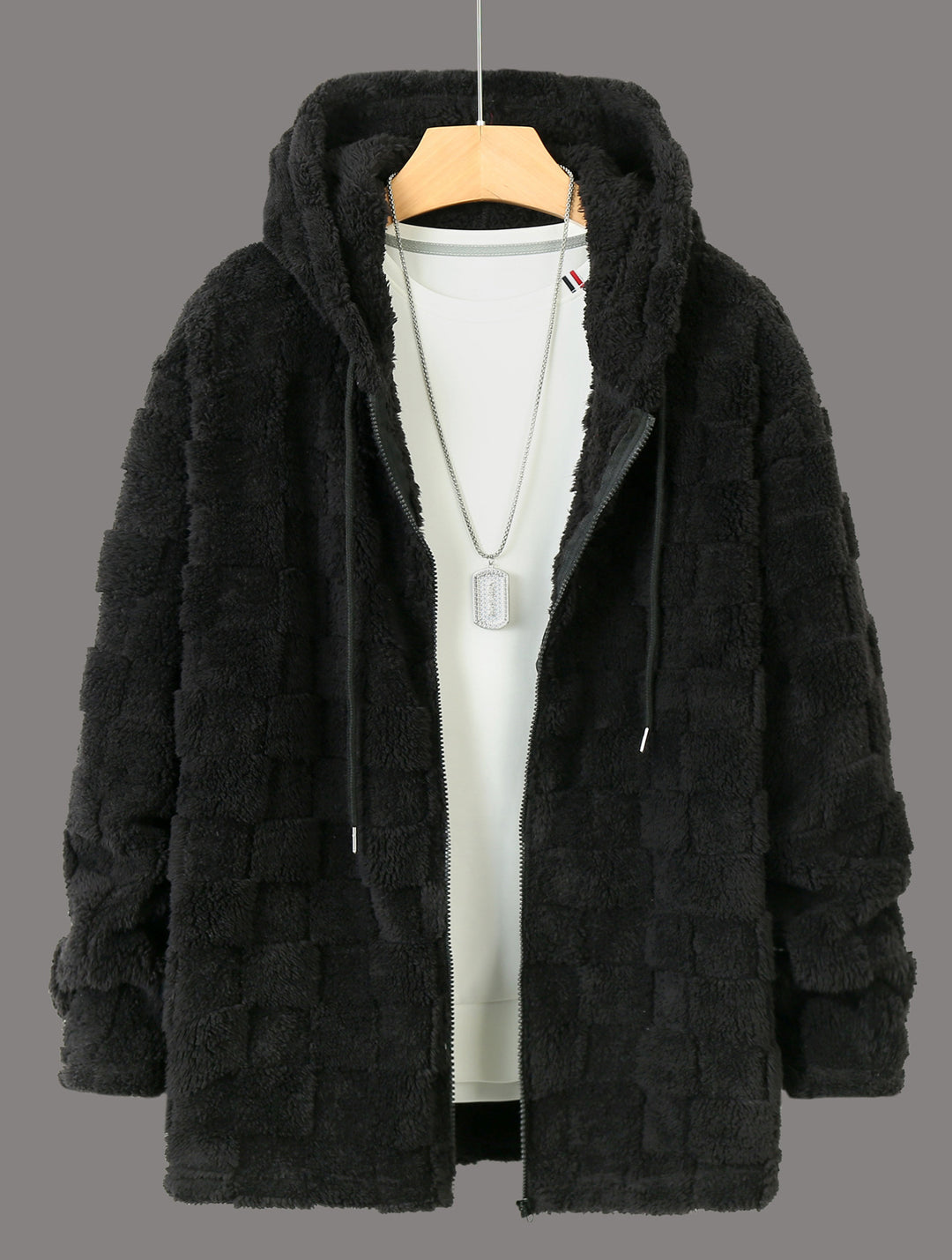 Damen Flauschige Fleecejacke mit Kapuze EB