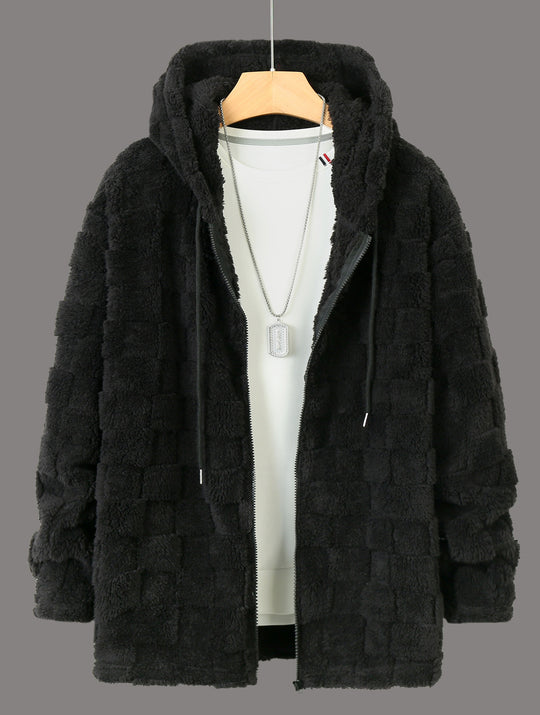 Damen Flauschige Fleecejacke mit Kapuze EB