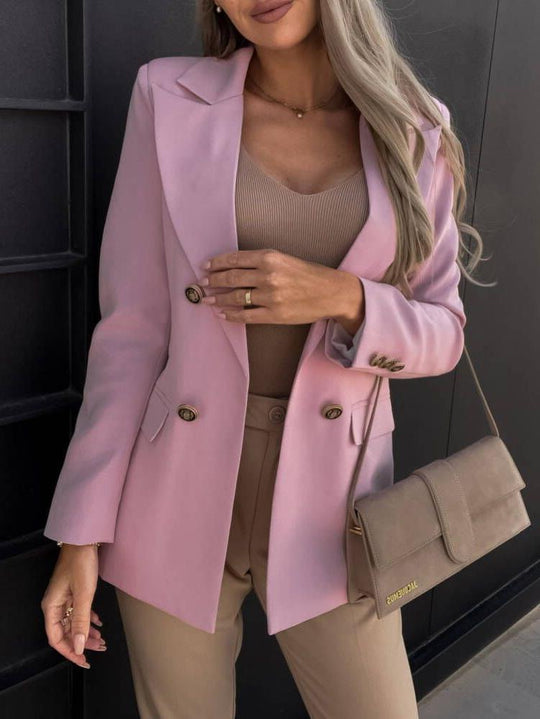 Damen Eleganter taillierter Blazer mit doppelter Knopfleiste und vielseitigem Schnitt EB