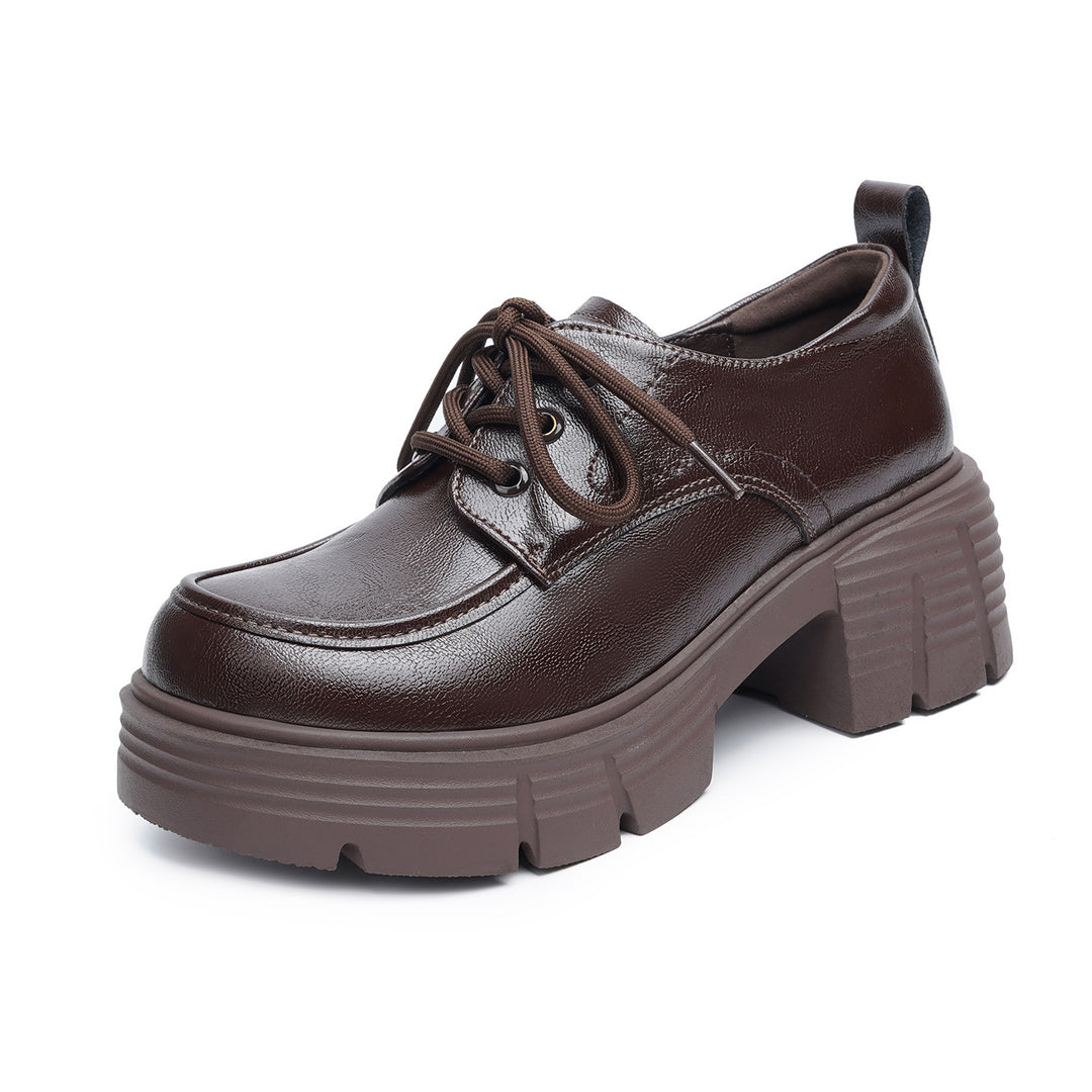 Damen Schnürstiefeletten mit robustem Blockabsatz und klassischem Design EB