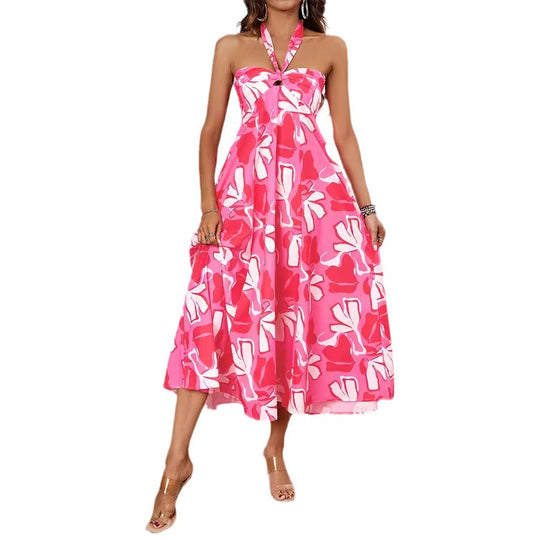 Damen Maxi-Bustierkleid mit floralen Akzenten und elastischem Oberteil EB