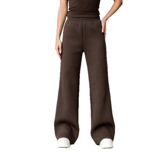 Damen nan fließende Palazzo-Loungehose mit extra weitem Bein elastischem Komfortbund und dezenten Eingrifftaschen EB
