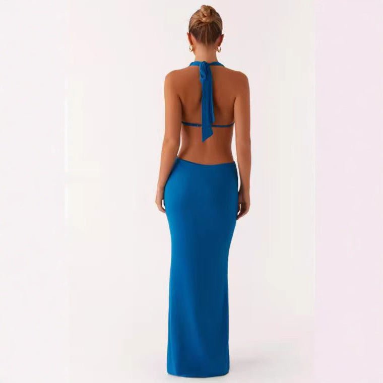 Damen Elegantes und verführerisches Abendkleid mit tiefem V-Ausschnitt und Cut-Out-Design EB
