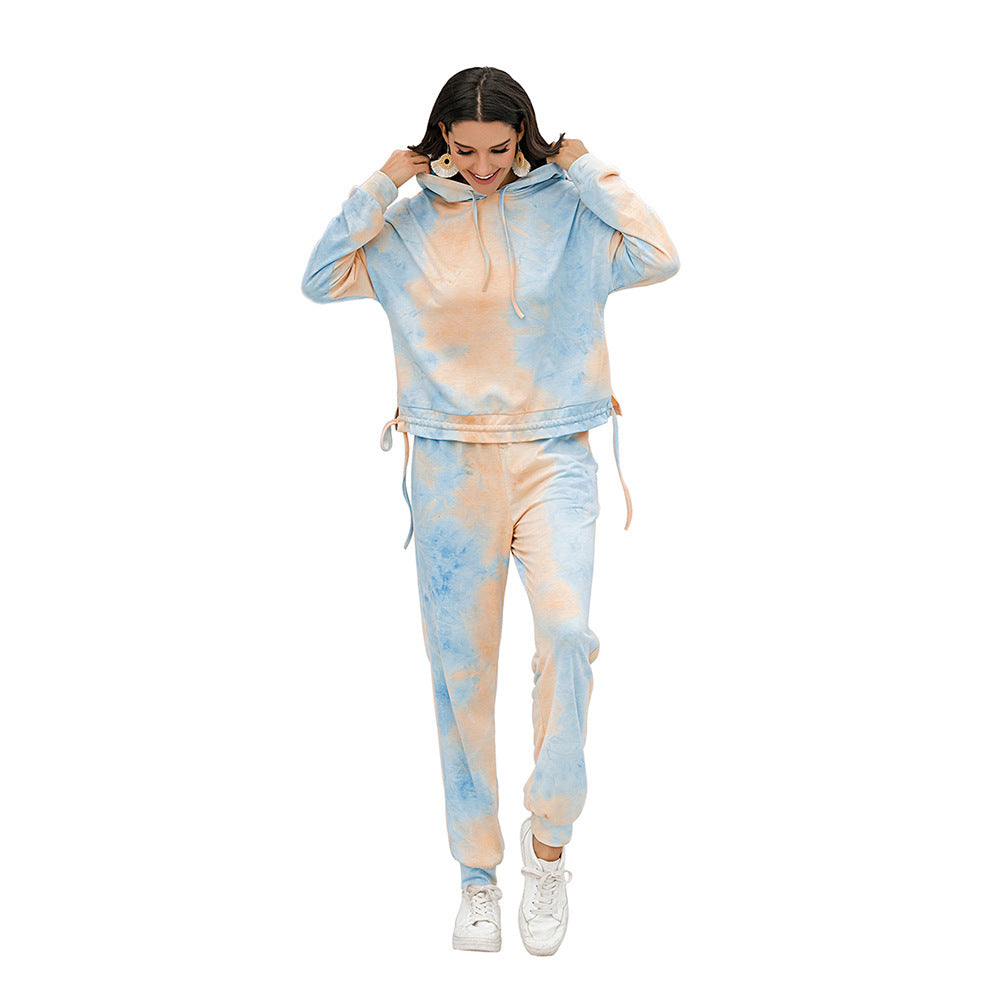 Damen lässiges Sweater-Set mit Kapuze und Kordelzug EB