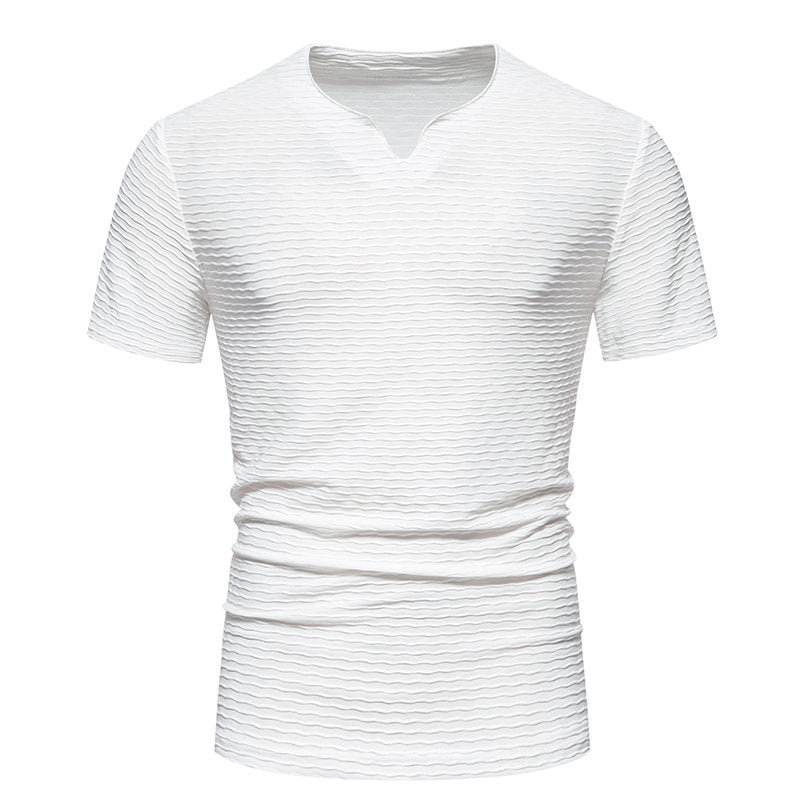 Herren V-Ausschnitt T-Shirt mit strukturiertem Design EB