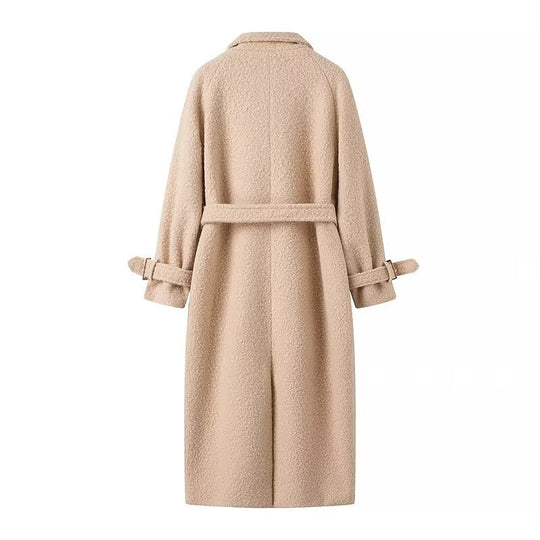 Damen elegante Wollmantel mit Gürteldetail EB