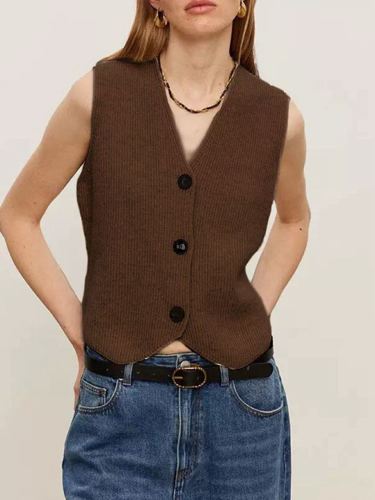 Damen Strickweste mit feiner Rippenstruktur und nachhaltiger Baumwolle EB