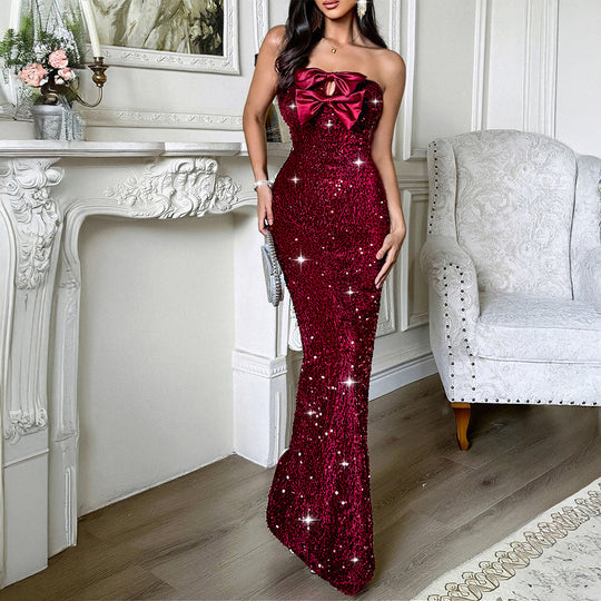 Damen Glamouröses Abendkleid mit funkelnden Pailletten EB