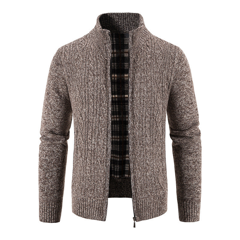 Herren Strickjacke mit hochschließendem Kragen und strukturiertem Design EB