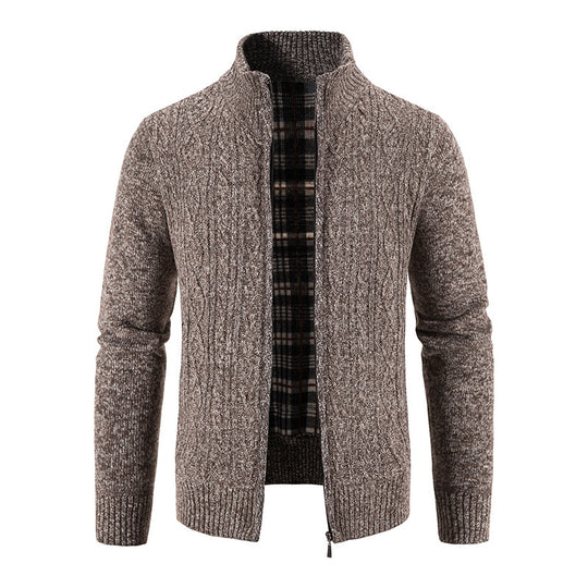 Herren Strickjacke mit hochschließendem Kragen und strukturiertem Design EB