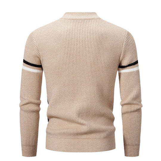 Herren Strickpullover mit modernem Farbblockdesign und hohem Kragen EB