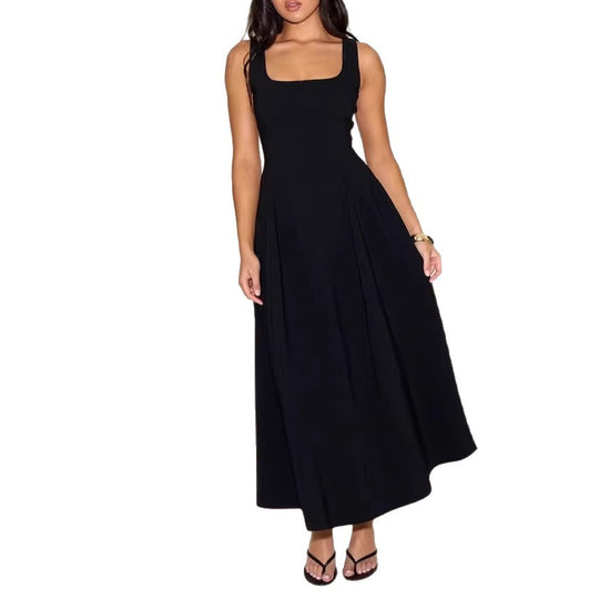 Damen Midikleid mit quadratischem Ausschnitt und weitem Rock EB