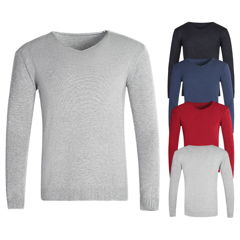 Herren nan feiner V-Ausschnitt-Pullover aus Baumwoll-Merino-Mix mit schmaler Silhouette EB