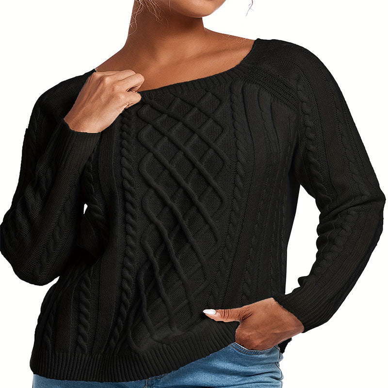 Damen Strickpullover mit stilvollem Zopfdesign EB
