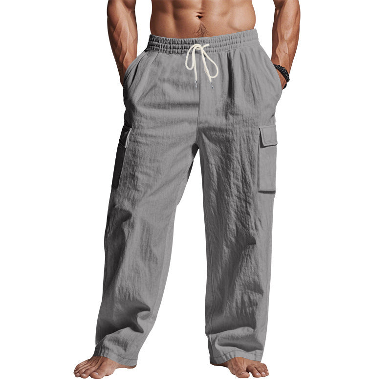 Herren nan lockere Cargo-Freizeithose mit elastischem Tunnelzugbund und mehreren Taschen EB