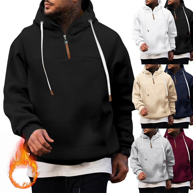 Herren Hoodie mit hohem Kragen und innovativem Reißverschluss EB