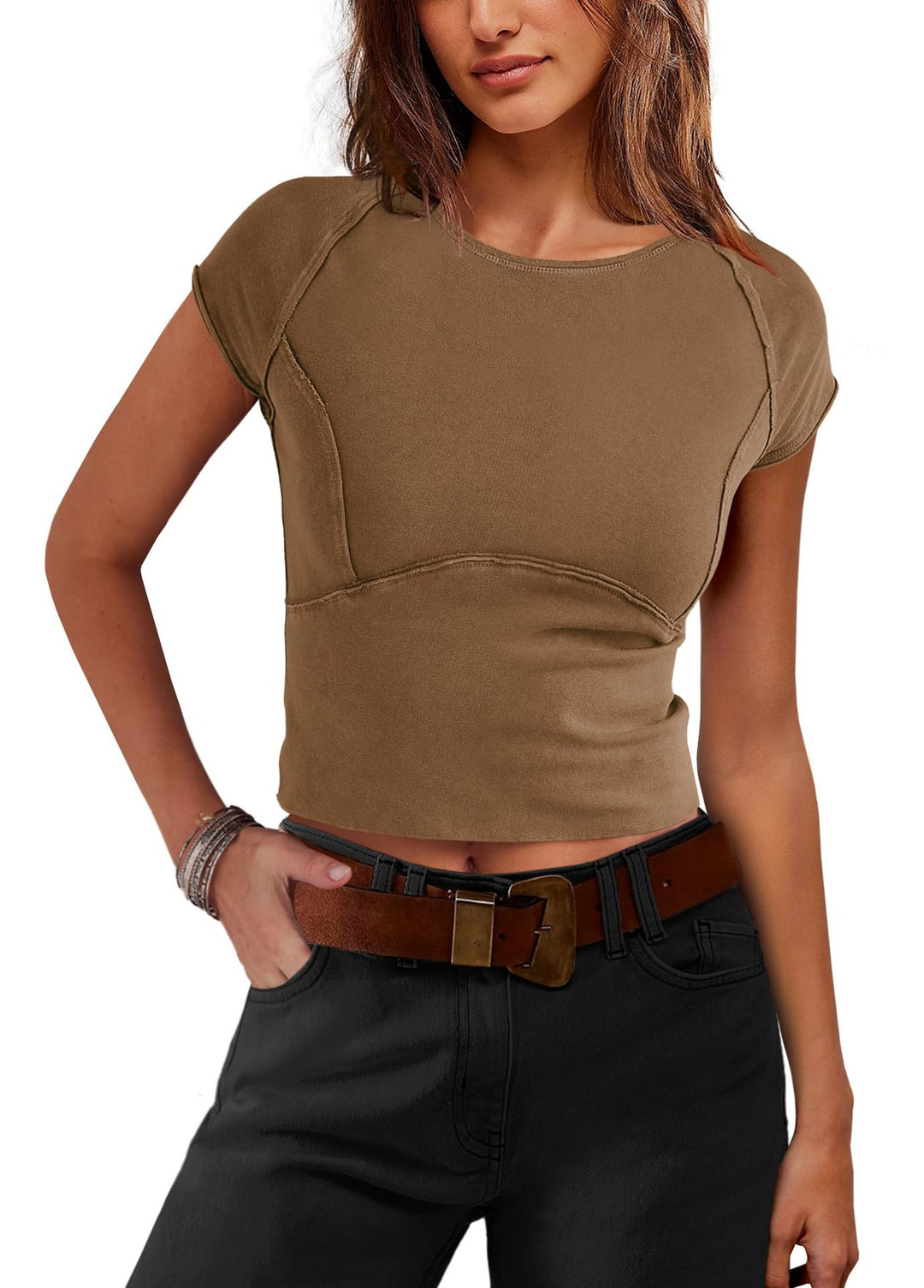 Damen Crop-Top mit figurbetonendem Schnitt und sportlichem Design EB
