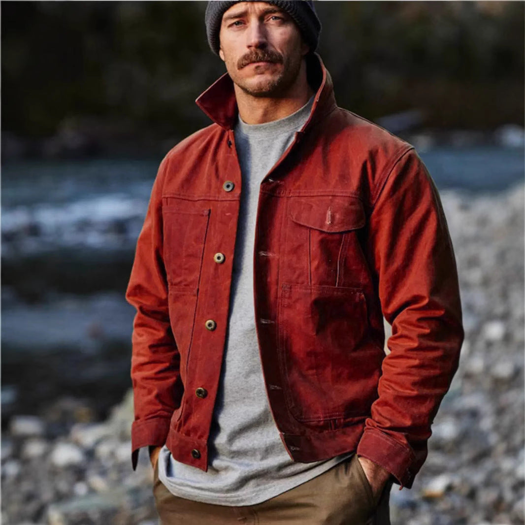 Herren leichte Utility-Jacke mit praktischen Taschen und stylischem Stehkragen EB
