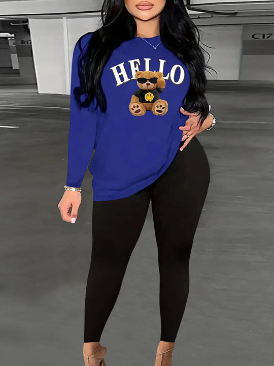 Damen Langarmshirt mit niedlichem Bärenmotiv und lässigem Schnitt EB