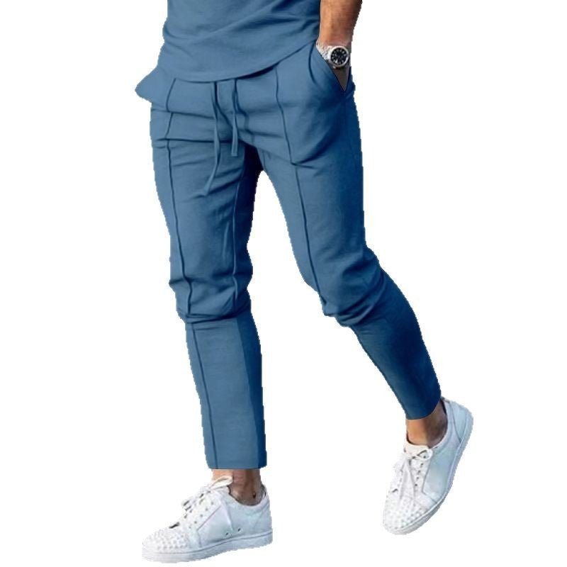 Herren nan Slim Tapered Jogginghose mit dekorativen Steppnähten, elastischem Tunnelzug und schmalem Knöchelabschluss EB