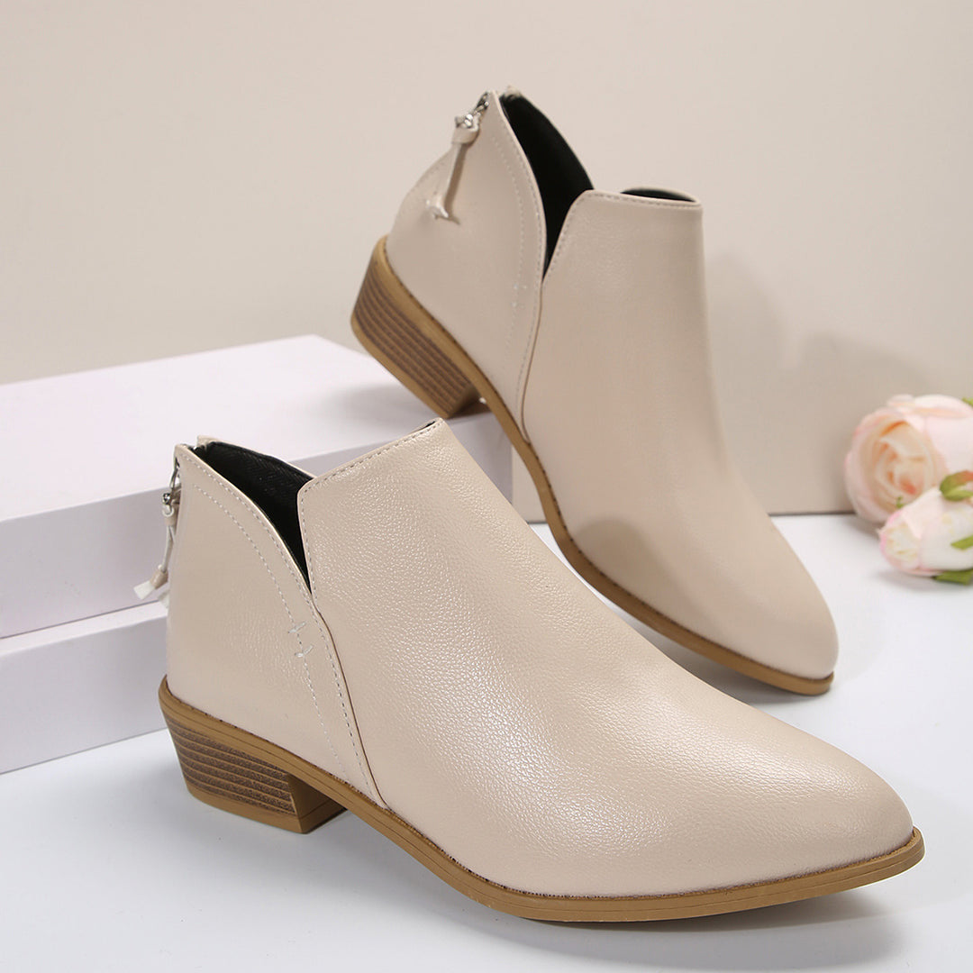 Damen modische Stiefeletten im angesagten Metallic-Look mit seitlichem Reißverschluss EB