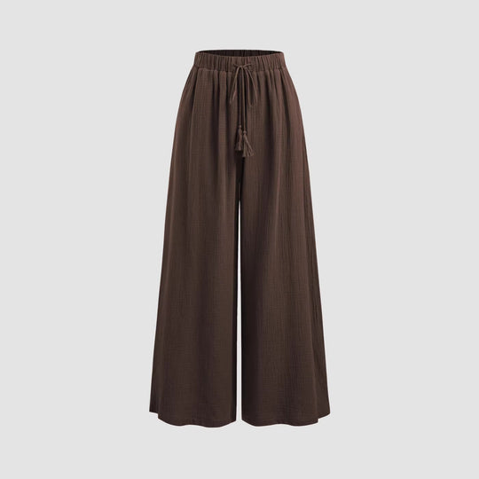 Damen weite Sommerhose im lässigen Boho-Stil mit elastischem Bund und seitlichen Taschen EB