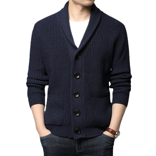 Herren Strickjacke mit Schalkragen und praktischen Taschen EB