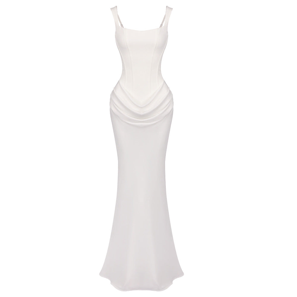 Damen Elegantes langes Etuikleid mit taillierter Silhouette und raffinierter Drapierung EB