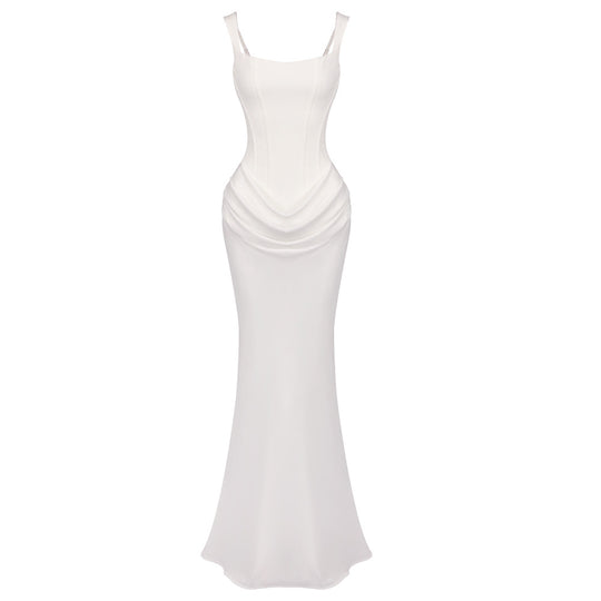 Damen Elegantes langes Etuikleid mit taillierter Silhouette und raffinierter Drapierung EB