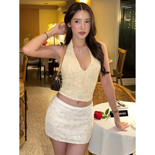 Damen Spitzen-Bustier Top EB