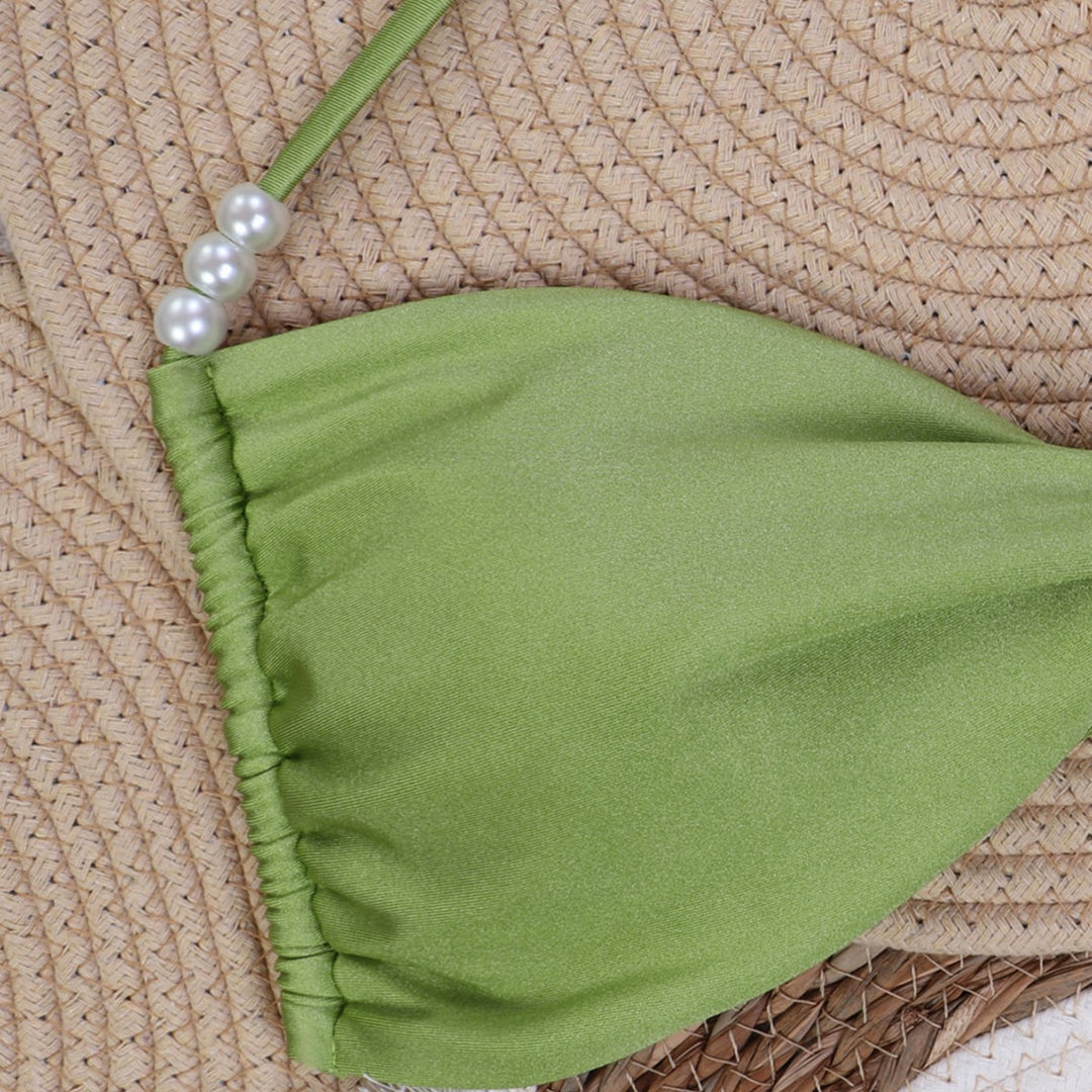 Damen Bandeau-Bikini mit eleganten Perlenschnüren EB