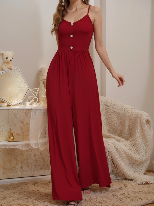 Damen Jumpsuit mit knöpfbarem Oberteil und weitem Bein EB